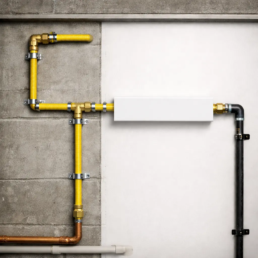 Installation de ligne à gaz 10 pieds et moins